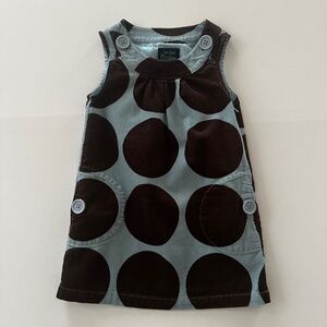 Mini Boden 2-3 Toddler Girl Blue Corduroy Dot Jumper Dress Pocket Zip